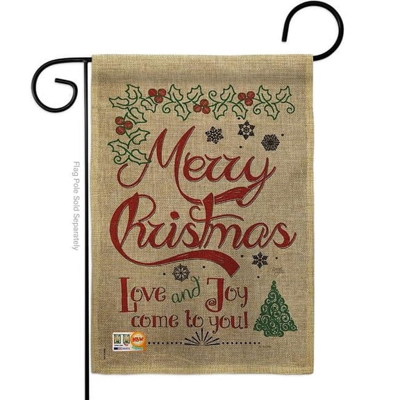 Breeze Decor BD-XM-G-114167-IP-DB-D-US18-SB 13 x 18.5 in. Love & Joy Linen Burlap Winter Christmas Impressions Decorative Vertical Double Sided Garden Flag