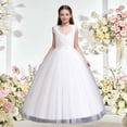 thumbnail image 2 of Miluxas Sleeveless Flower Girl Dress A-Line Straight Tutu Tulle Backless Princess Puffy Lace Dresses Party Gown White 11-12 Years, 2 of 9