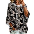 thumbnail image 2 of Oversized 3/4 Sleeve Hoodie for Women Retro Pattern Pullover Hooded Sweatshirt Loose Fit Casual Soft Fall Winter Workout Outfit, 2 of 6