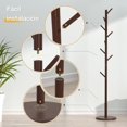 thumbnail image 2 of Perchero： Perchero De Pie Con 8 Ganchos, Percheros de Madera Maciza, Moderno para Bolsas con Base Redonda, Ropa para Abrigos, Sombreros, Bufandas, Sal&oacute;n 175 cm (Nogal Oscuro), 2 of 9