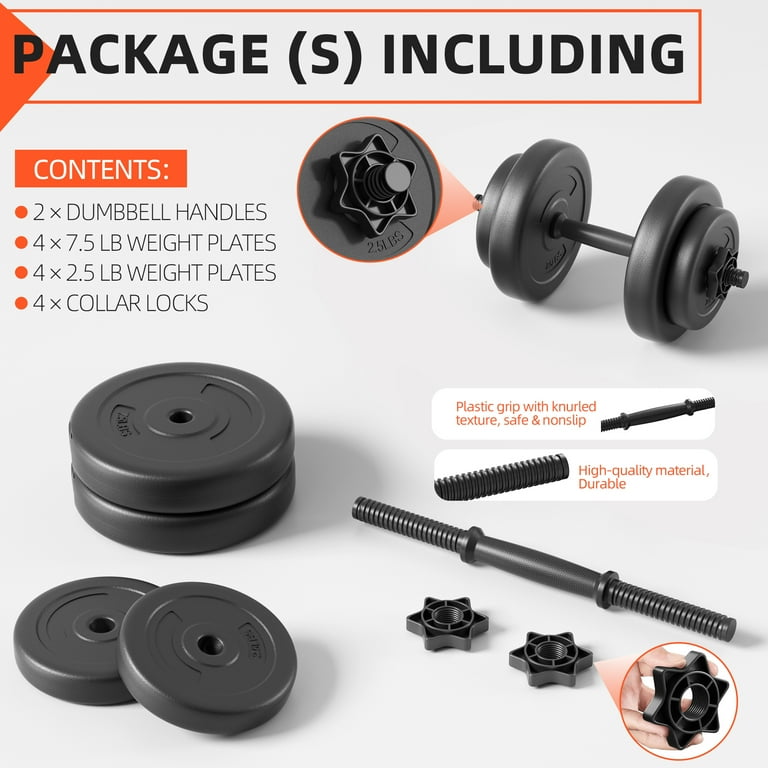 BalanceFrom Adjustable Vinyl Dumbbell Set, 40 lbs (20 lbs Pair