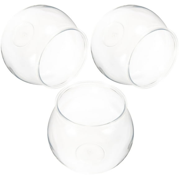 PBPBOX 3Pcs Durable Plastic Globe Fish Bowl for Office and Home Decoration
