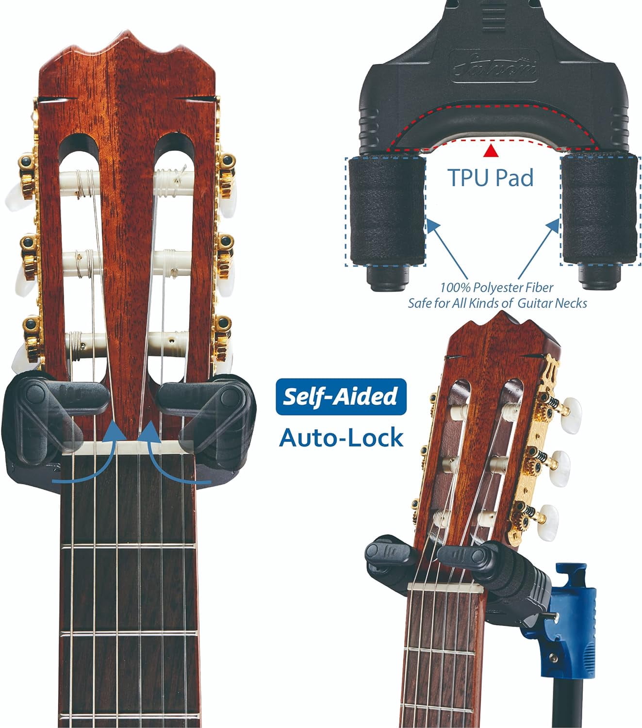 Folding Quadruple Guitar Stand with Auto-Lock System and Soild Tripod, Quadruple/Multiple Guitar Stand/Holder/Rack for Single Bass, Acoustic, Electric, Classical Guitar or Ukulele