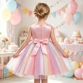 thumbnail image 5 of Toddler Girls Sparkly Sequin Rainbow Tulle Dress Soft Cotton Lining Flower Waist Princess Gown for Special Occasion Photoshoot Halloween, 5 of 6