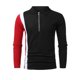 thumbnail image 1 of Hombres Casual Cremallera sólida Jersey Turndown Manga larga Patchwork Camiseta Blusa Pompotops oipoqjl51072, 1 of 4