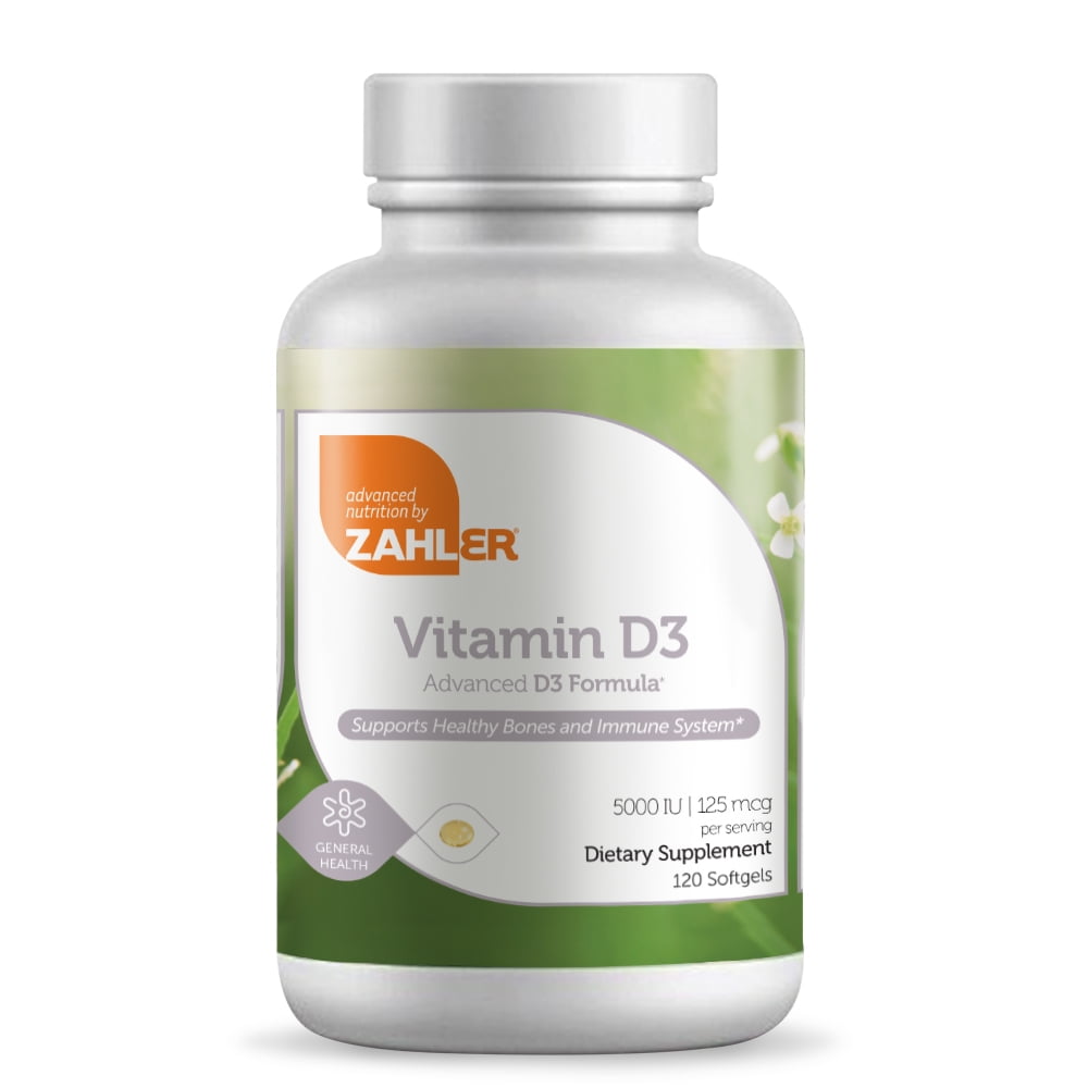 Zahler Vitamin D3 5,000IU, All-Natural Supplement Supporting Bone Muscle Teeth and Immune System,Advanced Formula Targeting Vitamin D Deficiencies, Certified Kosher, 120 Softgels