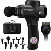LifePro Sonic Pro Massage Gun – Deep Tissue Handheld Massager Gun for Back, Legs & Arms with 10 Speeds, 9 Heads – Portable Electric Muscle Gun for Athletes - Black
