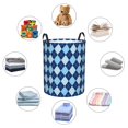 thumbnail image 4 of Honeii Blue Squares Print Laundry Hamper Basket,Baby Nursery Woven Storage Basket for Toys Bin,Pillows,Blankets,Clothes-Medium, 4 of 6