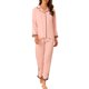 thumbnail image 2 of INSPIRAR CHIC Conjuntos de Pijamas de Satén para Mujeres de Dos Piezas con Parte Superior de Botón de Manga Larga de Encaje y Pantalón Ropa de Dormir Casual Rosa S, 2 of 6