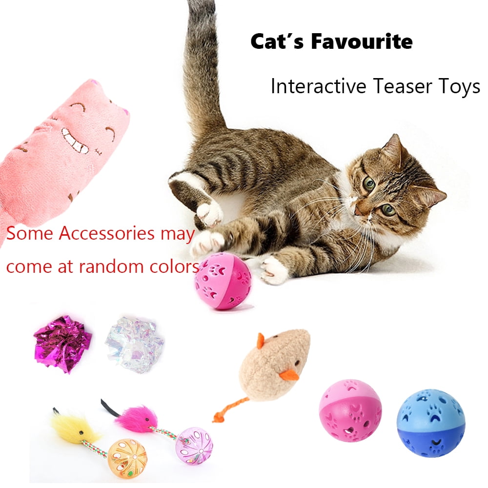 Dreamtale Cat Toys Kitten Teaser Interactive Plush Stuffed Toys including Catnip for Indoor Cat