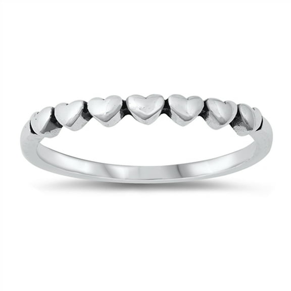 Heart Chain Love Ring .925 Solid Sterling Silver Band Jewelry Female Male Unisex Size 4