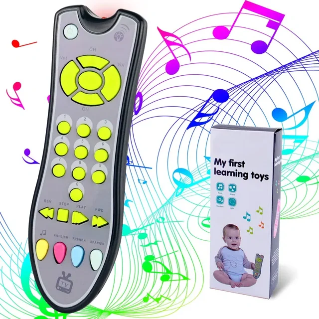HAIMAI Toy car Baby TV Remote Control Toy With Sound Light, Realistic Learning Education Toys With English Spanish French, Toddler Musical Toy, Gifts For Girls Boys KidsNoSize Gao Jinjia unisex