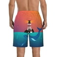thumbnail image 3 of Bixox Men's Lighthouse and Whale printing Casual Classic Fit Short Summer Beach Shorts, 3 of 6