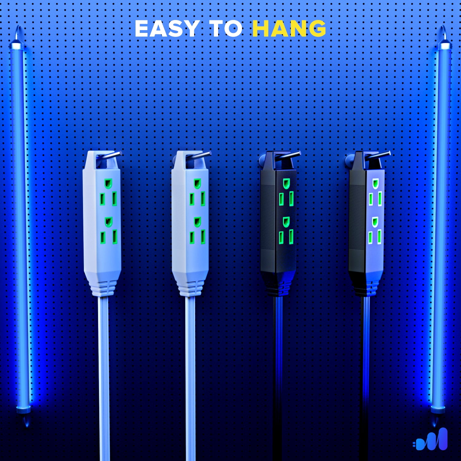 Maximm Cable 6 Ft Power Extension Cord/Wire, Electrical Power Cord 3 Prong Grounded Wire, 16Awg - 2 Pack - White - ETL Listed