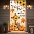thumbnail image 5 of Autumn Theme Fall for Jesus Religious Banner Wooden Cross Sunflower Design for Church Decoration Event Worship, 5 of 9