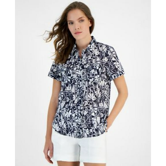 Nautica Jeans Womens Tiki Print Cotton Butt Nigh Skyb M