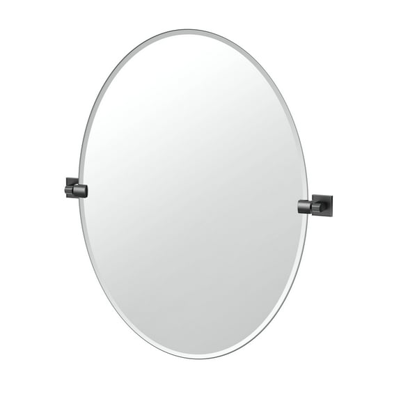 Gatco Mode 32" Frameless Oval Mirror, Matte Black