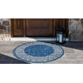 thumbnail image 4 of Unique Loom Outdoor Collection Transitional Indoor & Outdoor Traditional Floral Border Area Rug, 4 Feet, Blue/Gray, 4 of 4