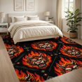 thumbnail image 3 of ODIKA 8'x10' Washable Area Rug Beast Tattoo Statement Arcade Motifs Designer Graphic Face Refined for Dining Room, Large Office, Lounge, Non-Slip Chair-Friendly Mat, 3 of 7