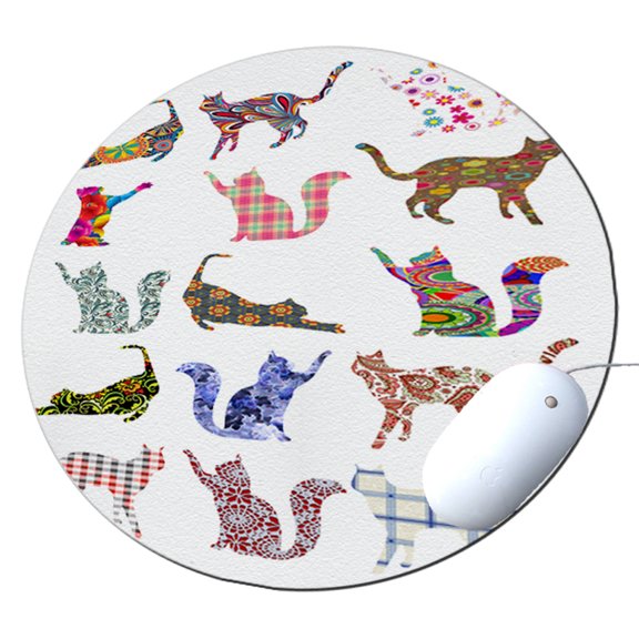 KuzmarK Round Mousepad / Hot Pad / Trivet - Kitty Cat