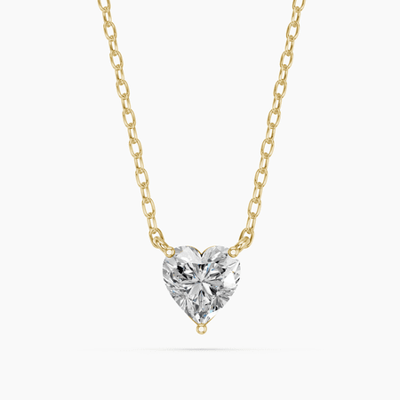 KEEVA JEWELS 2.00 Carat E-F/VVS-VS Heart Moissanite Classic Solitaire Pendant Necklace for Women, 18-Inch Chain, Made in Yellow Gold Plated Silver.