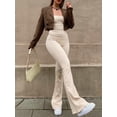 thumbnail image 5 of Monos de una pieza con tirantes finos y espalda descubierta para mujer, sexys, con vendaje criptográfico, elegantes, para fiesta en club, pantalones acampanados, 5 of 5