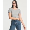 thumbnail image 2 of Real Essentials 4-Pack: Women's Short Sleeve Ribbed Knit Cotton Crew Neck Crop Top T-Shirt - (Available in Plus), 2 of 6