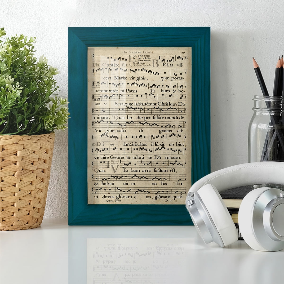 Vellum Songbook IV -Framed Print w/glass-Ocean Blue