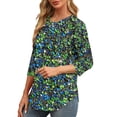thumbnail image 4 of Mittory Womens Tops 3/4 Sleeve Shirts Round Neck Loose Casual Blouses Floral Print Tshirts, 4 of 6