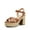 BROWN-PU, variant on Women's Platform Heels Chunky Round Open Toe Ankle Strap High Block Heeled Sandals