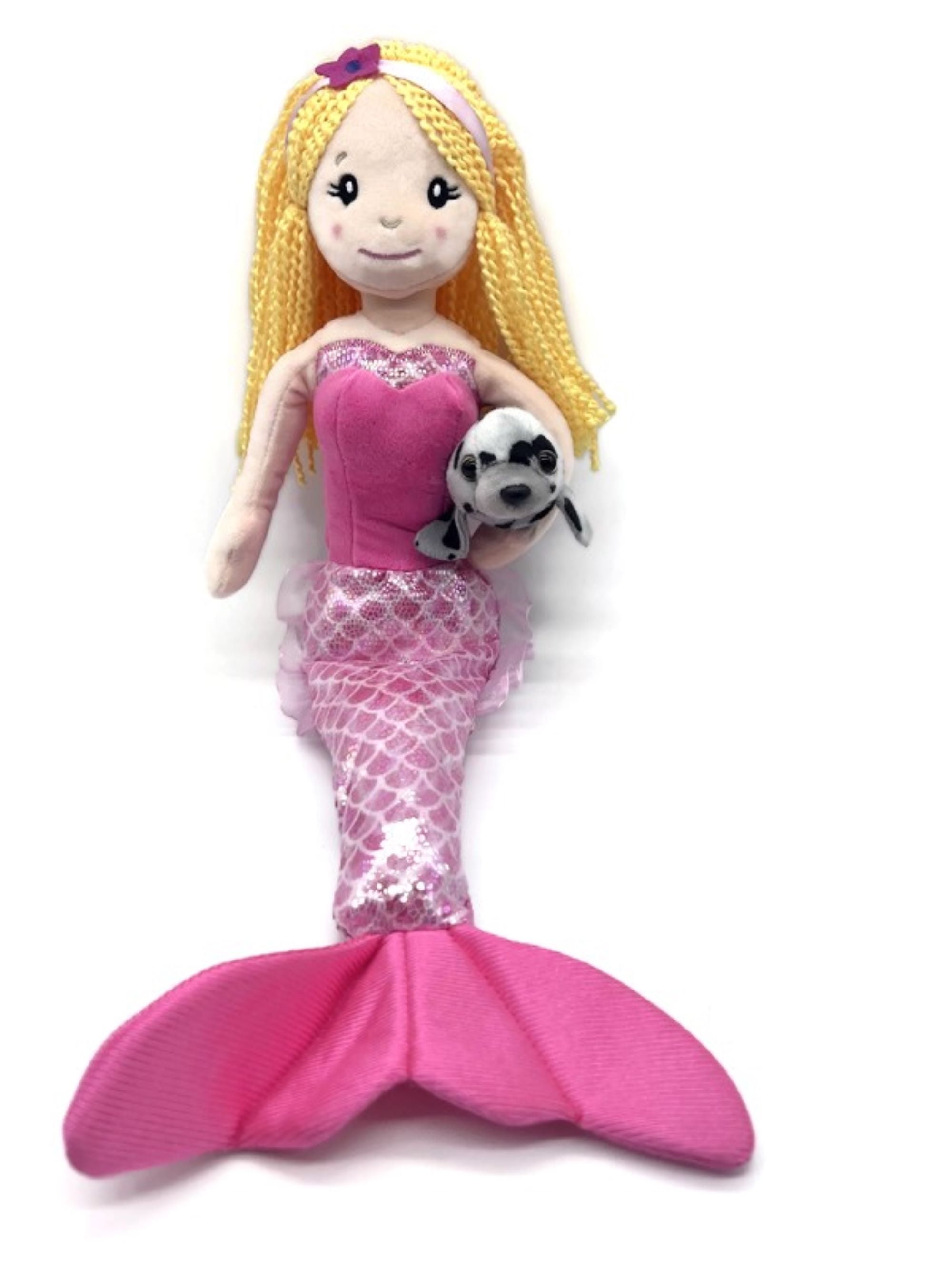 Mermaid Doll, Mermaid Gifts for Girls, Plush Rag Doll in a Variety of  Nautical Prints, 18 inch (Lobster, Blonde) 