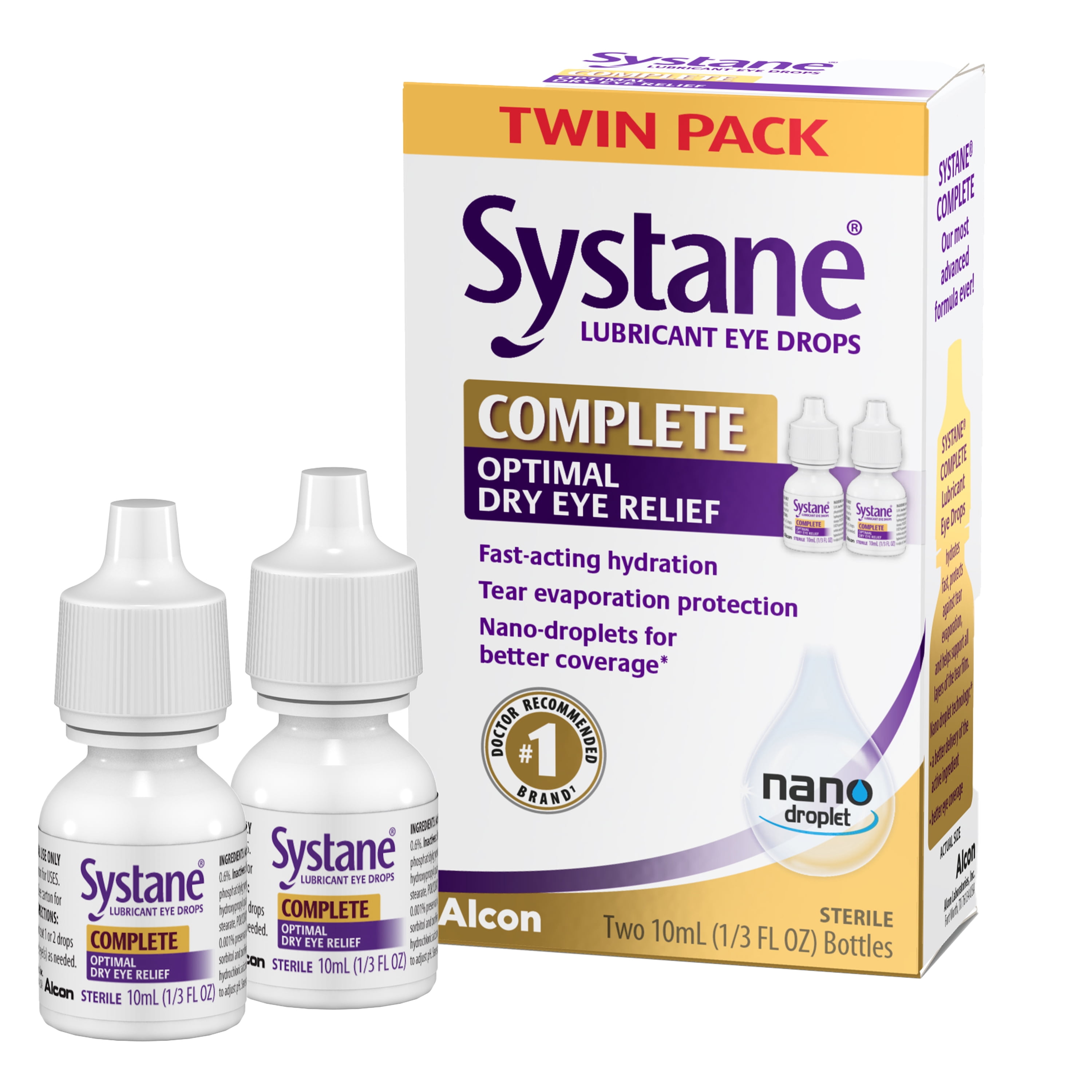 SYSTANE COMPLETE Twin Pack, Lubricant Eye Drops for Dry Eye Symptom Relief, 2 Total 10mL