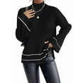 thumbnail image 2 of Women'S Long Sleeve High Neck Sweater Casual Loose Sweater Split Ribbed Knit Pullover Tops, 2 of 10
