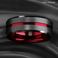 thumbnail image 5 of Tungsten Rings for Men Wedding Bands for Him 8mm Black Red Line, 5 of 5