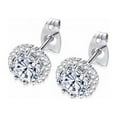 thumbnail image 2 of PJ Jewelry 2 Ct Halo Round White Sapphire Stud Earrings, 18k White Gold Plated, 2 of 2