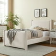 thumbnail image 2 of Platform Bed Frame, Twin, Ivory White, Velvet, Hotel Bedroom, Modern Contemporary, HB38137, 2 of 9