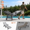 thumbnail image 4 of Nalone Outdoor Chaise Lounge Chair Set of 2, 5-Position Adjustable Pool Lounge Chair with Wheels & Cup Holder, HDPE Patio Lounge Chair with Textilene Surface for Outside, Poolside(Gray), 4 of 7