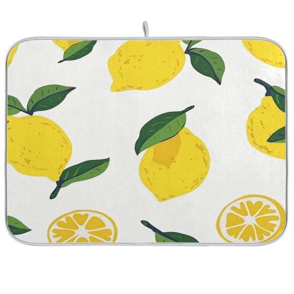 Kitchen Drying Mat 16x18In Drying Dish Mat Dish Drying Mats Kitchen Countertop Multi-Function Drain Drying Mat Kitchen Table Sliced Lemon