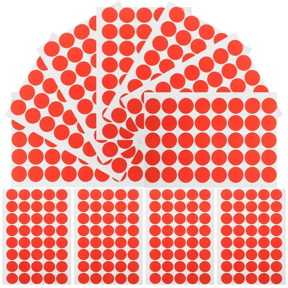 RENACLIPY Colored Sticky Labels Red Paper Circle Dot Stickers 10 Sheets for Organizing, Labeling, and Crafting