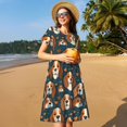 thumbnail image 4 of Lsque Robe Décontractée pour Femmes Imprimé Chiot Mignon T-Shirt Été Manches Courtes Col Rond Robes Évasées, 4 of 6