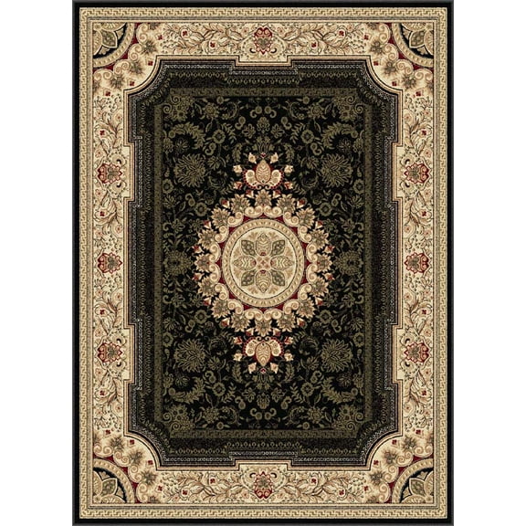 Tayse Sensation Area Rug SNS4673 Transitional Black Medallion Border 10' 6" x 14' 6" Rectangle