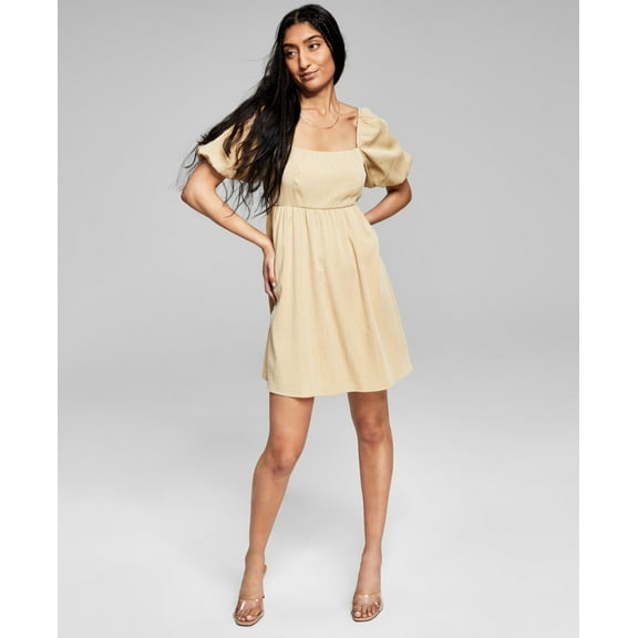 Now This Womens Babydoll Dress Camel Brown S