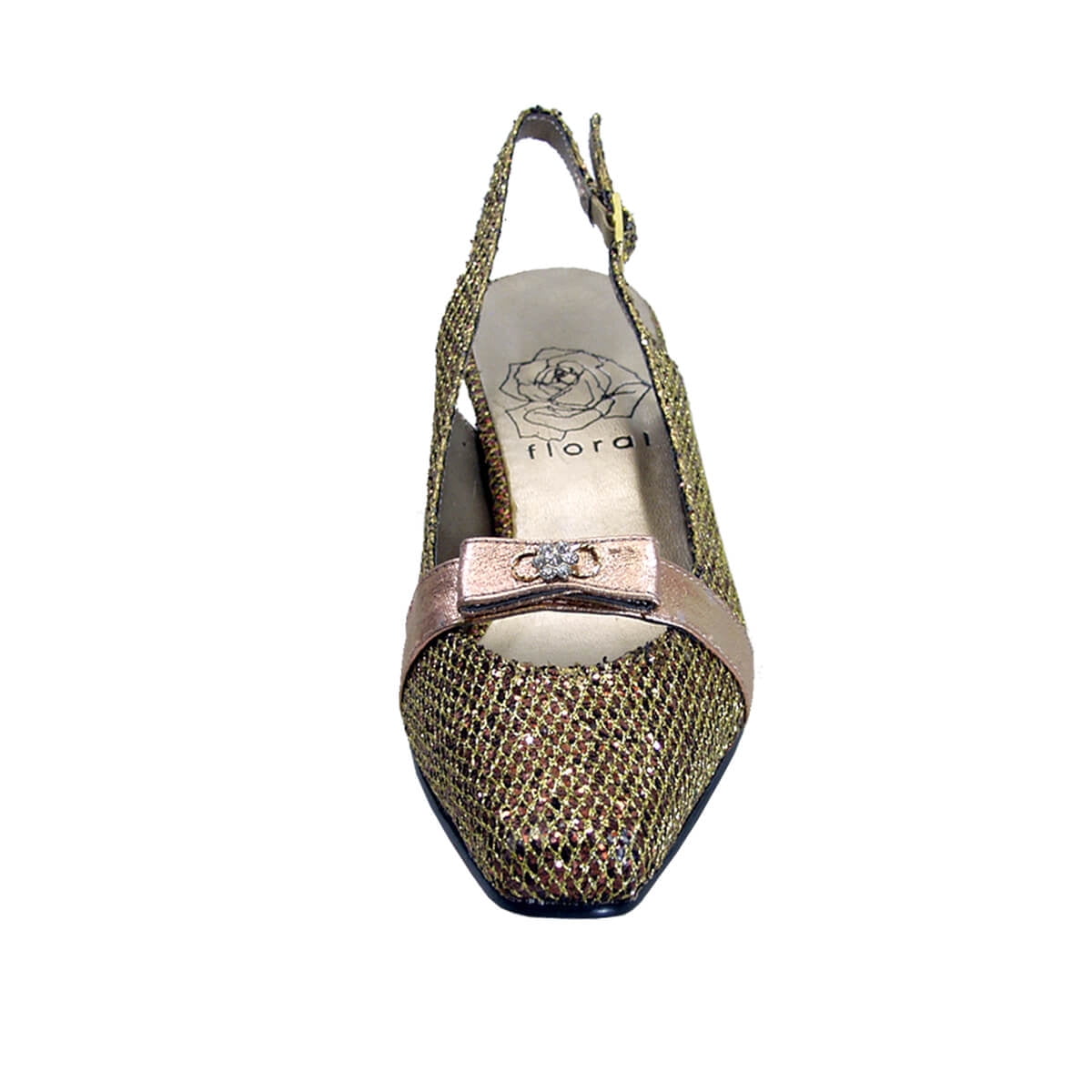 FLORAL Nova Women's Wide Width Pleated Upper Slingback Pumps BRONZE 5.5