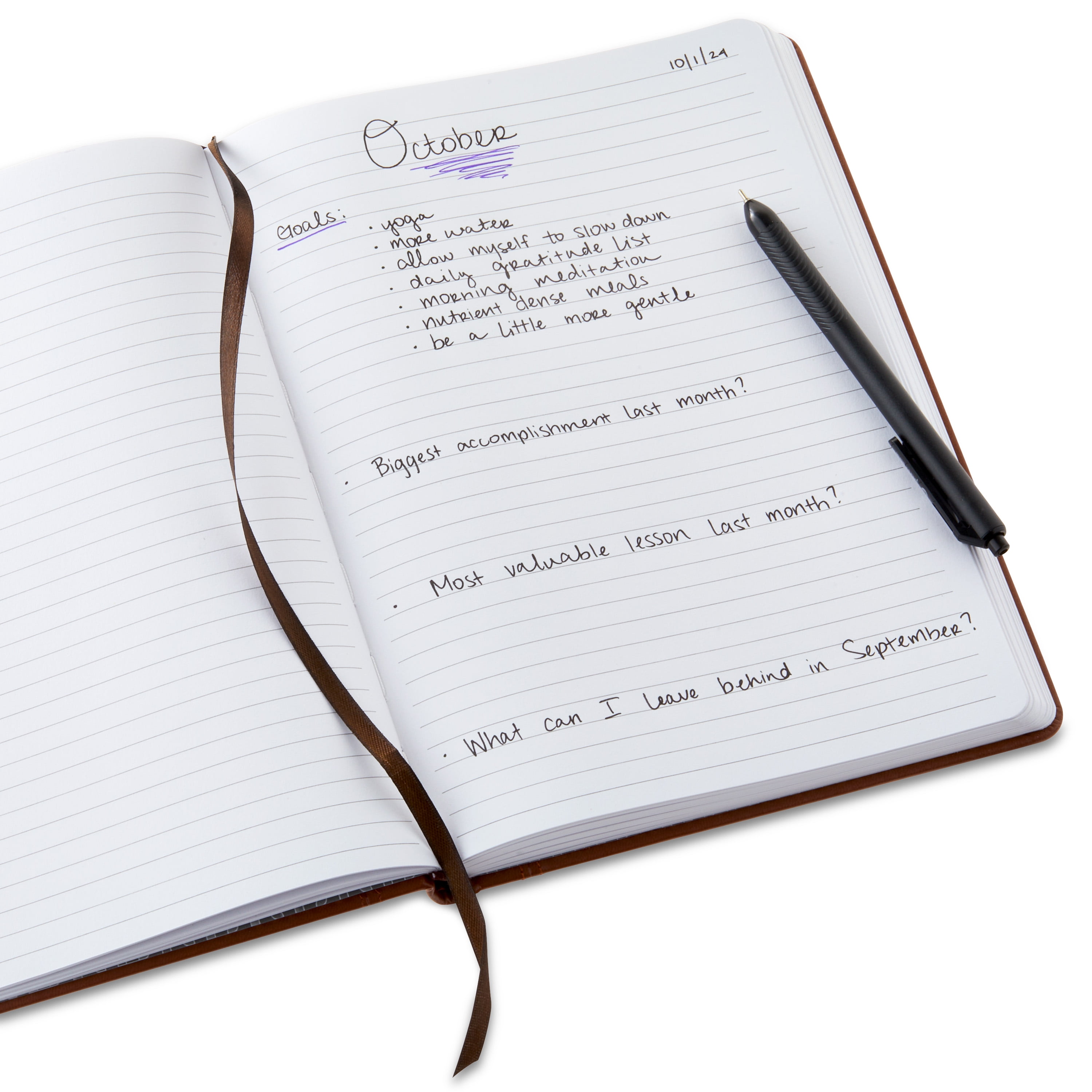 Pen+Gear Leatherette Cover Adult Journal, Brown, 7.25" x 10", 192 Lined Paper Pages