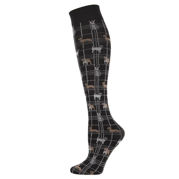MeMoi Women's Pooches Plaid Knee High Socks - Womens - Female, One Size, Black