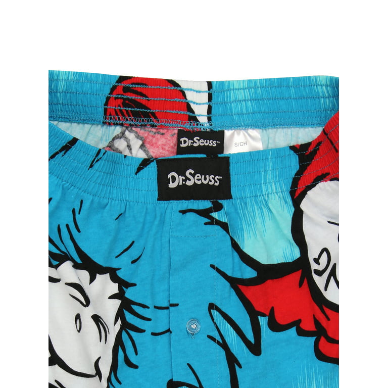 Dr. Seuss Cat in the Hat Men's Male Button Fly Boxer Lounge Shorts MF21596BX