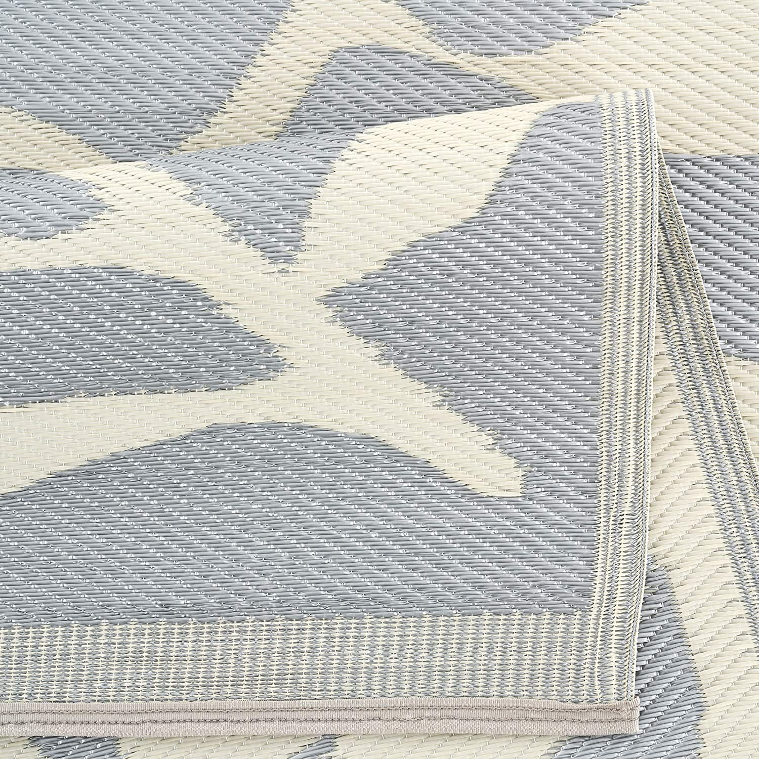 Beverly Rug Indoor Outdoor Reversible Plastic Area Rug - 6x9 - Grey / White