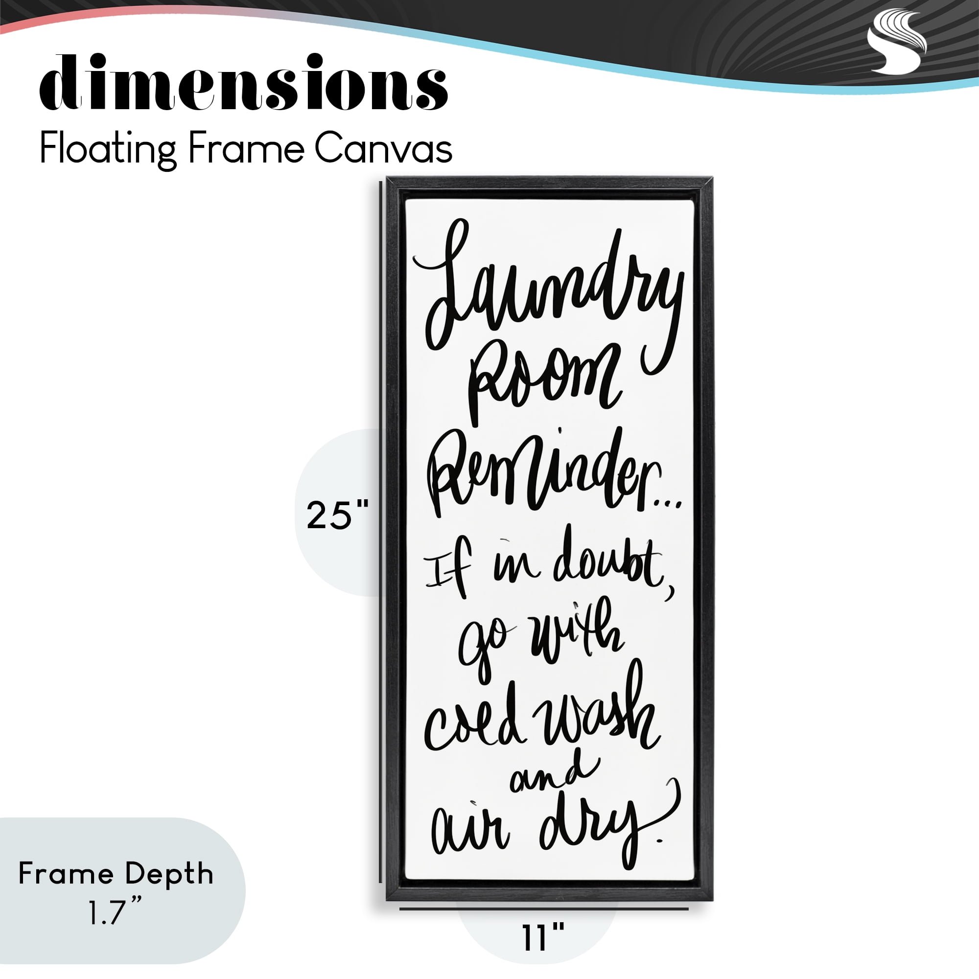 Stupell Industries If In Doubt Laundry Tip Black Framed Floater Canvas Wall Art, design by SD Graphics Studio