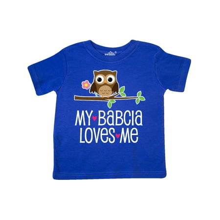 

Inktastic My Babcia Loves Me Girl Owl Gift Toddler Toddler Girl T-Shirt
