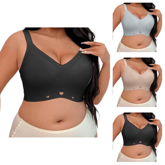 Jelly Bras for Women Plus Size V Neck Full Coverage Seamless Wireless Lifting Bralettes